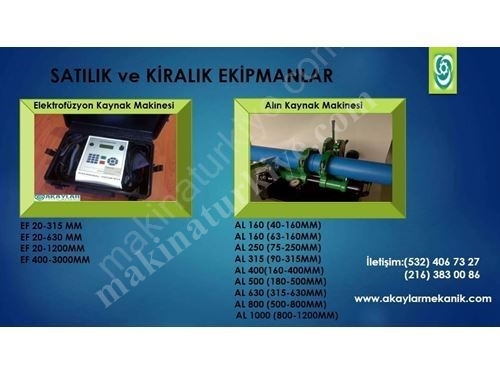 Kiralık Elektrofüzyon, Alınkaynak, Yiv Açma Makinesi