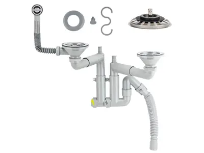 X2 Ø40 304 Grade Stainless Steel Telescopic System, Strainer With Brass Screw Set / Sink Siphon X2 Ø40 304 Grade Stainless Steel Telescopic System, Strainer With Brass Screw Set / Sink Siphon
