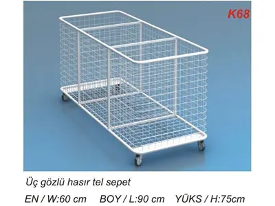 K68 Kardeşler Üç Gözlü Hasır Tel Sepet 