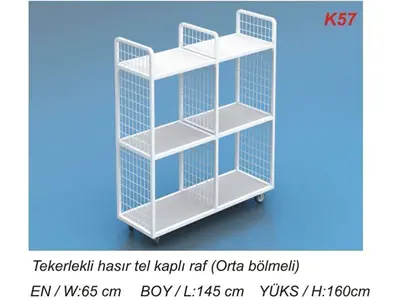  K57 Kardeşler Tekerlekli Hasır Tel Kaplı Raf 
