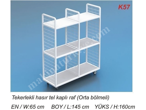  K57 Kardeşler Tekerlekli Hasır Tel Kaplı Raf 