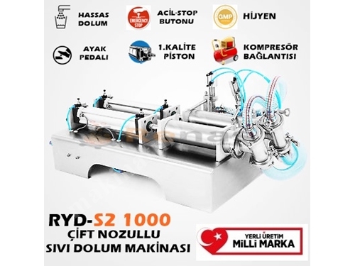 RYD S2 300 (20-300Ml) Yarı Otomatik Çift Nozullu Sıvı Dolum Makinası 