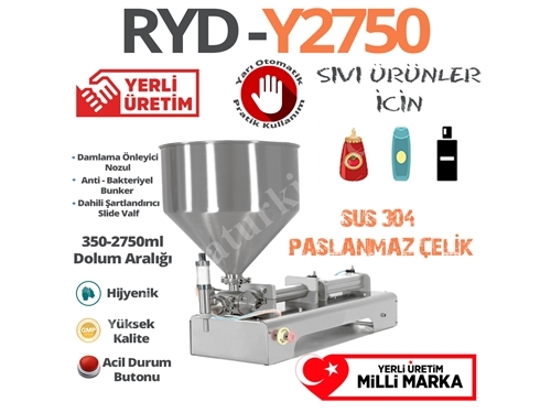 RYD Y2600 (300-2600 Ml) Yarı Otomatik Yoğun Sıvı Dolum Makinası 