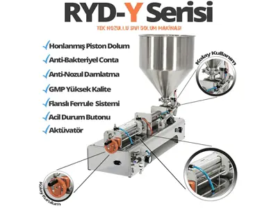 RYD Y 5000 (500-5000 Ml) Yarı Otomatik Yoğun Ürün Dolum Makinası 