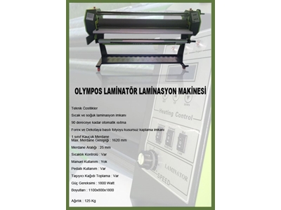 Olympos Sıcak Soğuk Laminasyon Makinası 1620 Mm