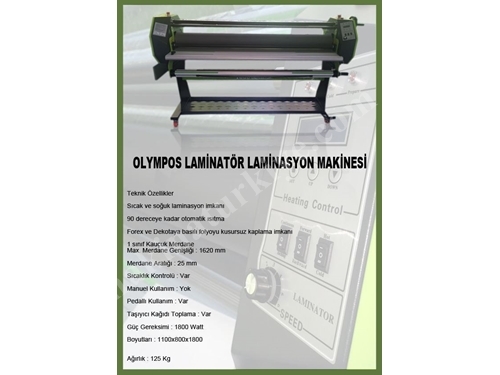 Olympos Sıcak Soğuk Laminasyon Makinası 1620 Mm