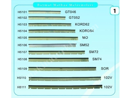 Rakeller Boya Hazne Bıçakları ve Kauçuk Cetvelleri 