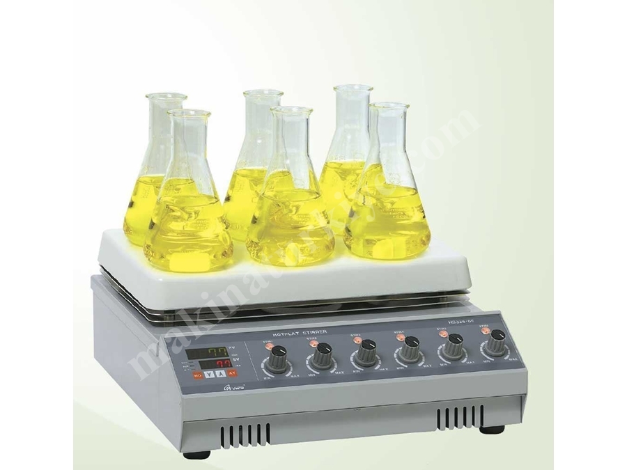 300X210 Isıtıcılı Çok Noktalı Manyetik Karıştırıcı Laboratuvar Cihazı