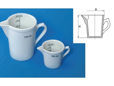 100 ~ 1000 Ml Kulplu İçi Taksimatlı Porselen Beher - 0