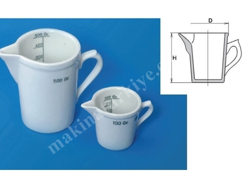 100 ~ 1000 Ml Kulplu İçi Taksimatlı Porselen Beher
