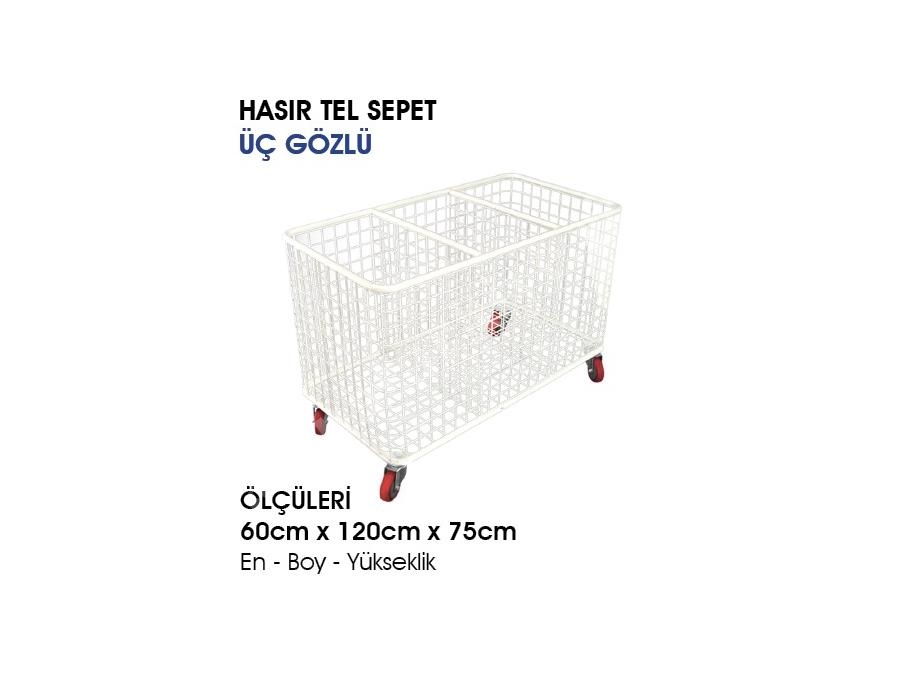 Üç Gözlü Hasır Tel Sepet - 29
