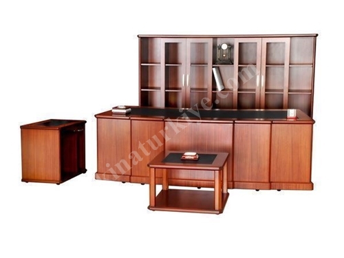 Hun Natural Wooden Office Desk Set