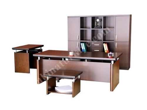 Image Natural Walnut Coated Office Desk Set