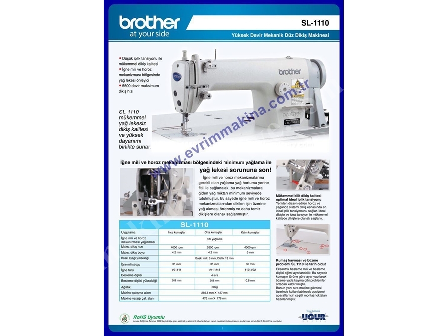 Brother Düz Dikiş Makinası Sl-1000A / Sl7000a / Sl7200c / Sl7220