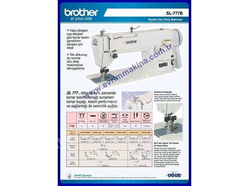 Brother Kenar Bıçaklı Düz Dikiş Makinası Sl-777