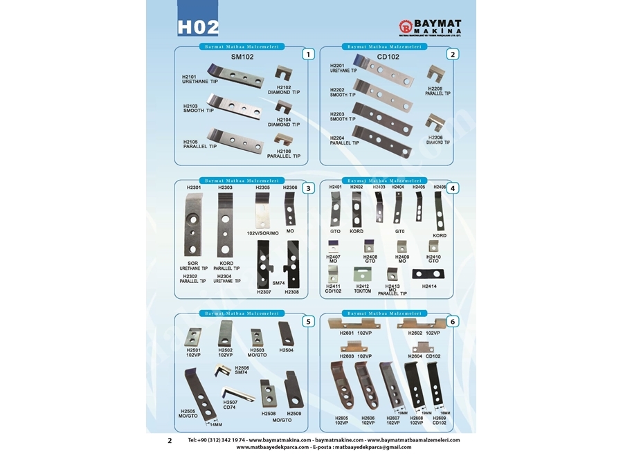 H02 Sm Cd Printmaster Gto Makina Tırnak Çeşitleri 