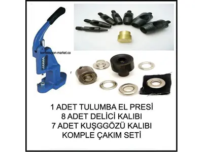 Tulumba Hand Press Eye Drilling and Fastening Complete Set
