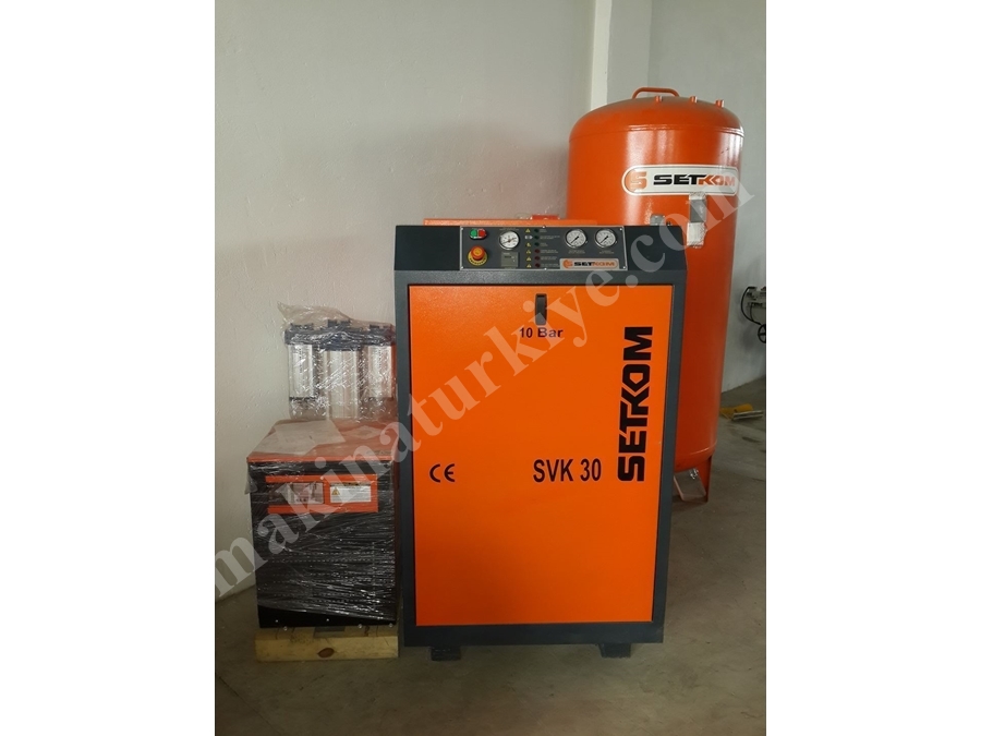 Setkom Vidalı Kompresör Tank+Kurutucu+Filitre Svk 30 Sıfır