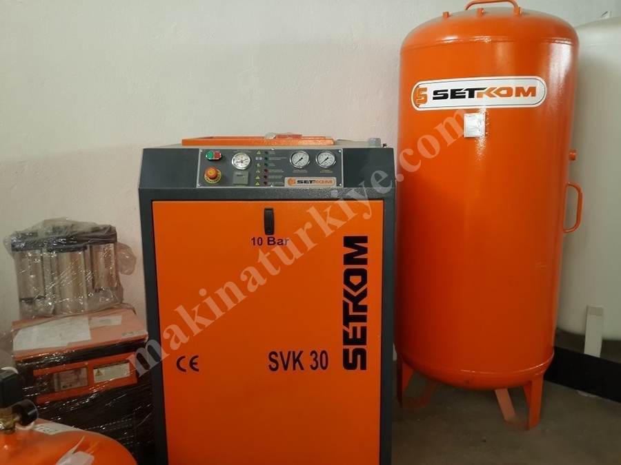Setkom Vidalı Kompresör Tank+Kurutucu+Filitre Svk 30 Sıfır