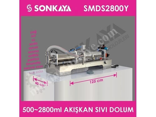500-2800Ml Yarıotomatik Akışkan Sıvı Dolum Makinası Sonkaya Smds2800y
