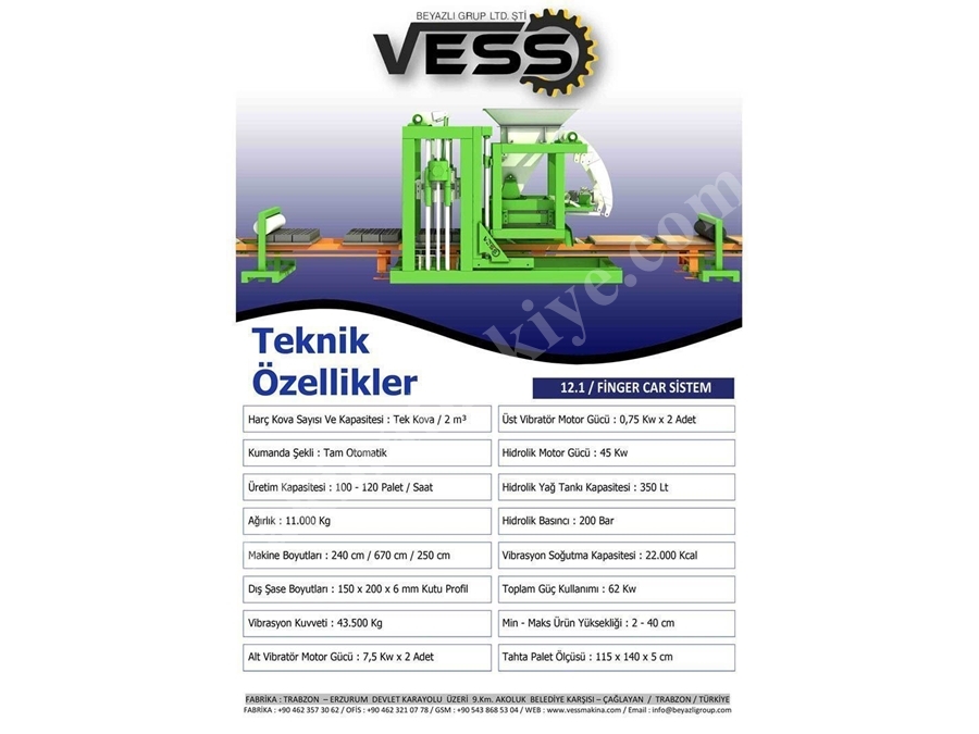 Briket Makinası Vess 12.1 Full Otomatik Fınger Car Tesis