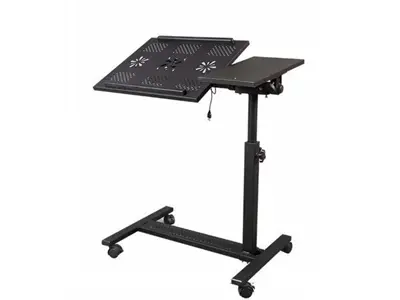 QQ 8A Tilt and Height Adjustable Laptop Stand with Wheels and Mouse Compartment