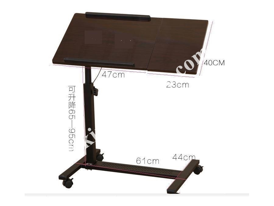 QQ8A MDF Yerden Yükseklik Ve Eğim Ayarlı Mouse Bölmeli Tekerli Laptop Sehpası 