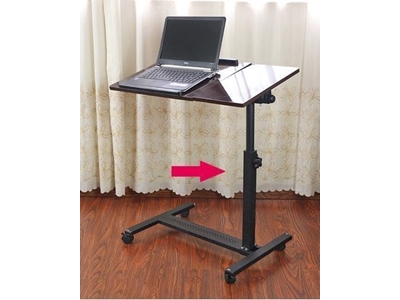 QQ8A MDF Yerden Yükseklik Ve Eğim Ayarlı Mouse Bölmeli Tekerli Laptop Sehpası  - 6