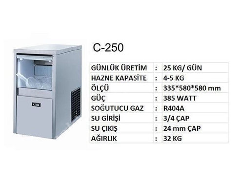 Ледогенератор кубического льда Temobuz C-250, производительность 25 кг/сутки