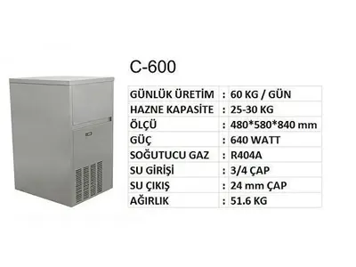 Termobuz C-600 60 Kg/Day Capacity Cube Ice Machine