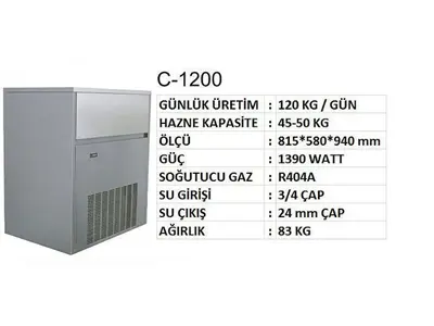 Ледогенератор кубического льда Termobuz C-1200, производительность 120 кг/сутки