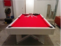 Red Cloth White American Pool Table - Lb-Kbam - 3