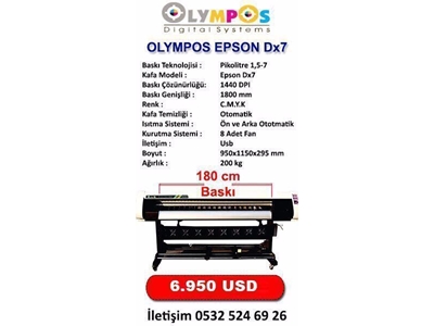 Ecosolvent Dijital Baskı Makinesi - 180 Cm Olympos Epson Dx7-Dx5 - 1