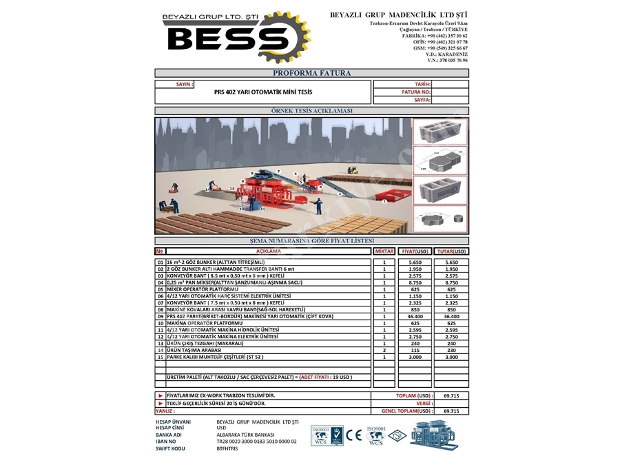 Parke (Briket-Bordür) Makinesi - Prs 402 Yarı Otomatik Mini Tesis 
