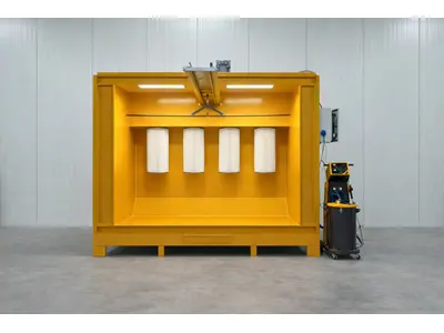 Cabine d'application de peinture en poudre à 3 filtres