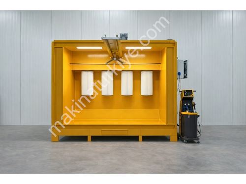 Cabine d'application de peinture en poudre à 3 filtres