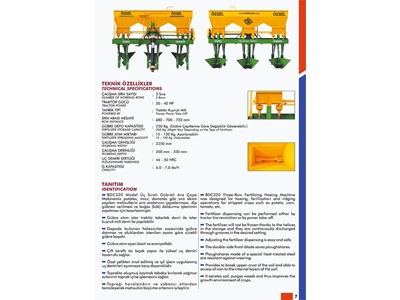 Inter-Row Hoeing Machine Fertilizer Three-Row - Özbil BDC320 - 3