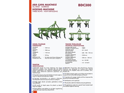 Ara Çapa Makinesi Gübresiz - Üç Sıralı - Özbil BDC300 - 3