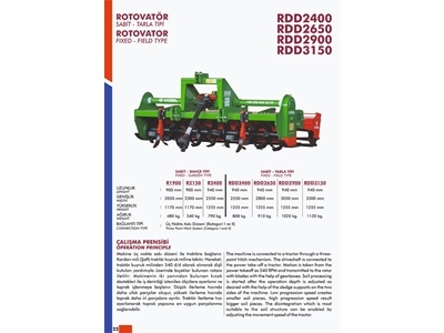 Rotovatör Dişli Merdaneli Tarla Tipi - Özbil RDD2900DM - 3