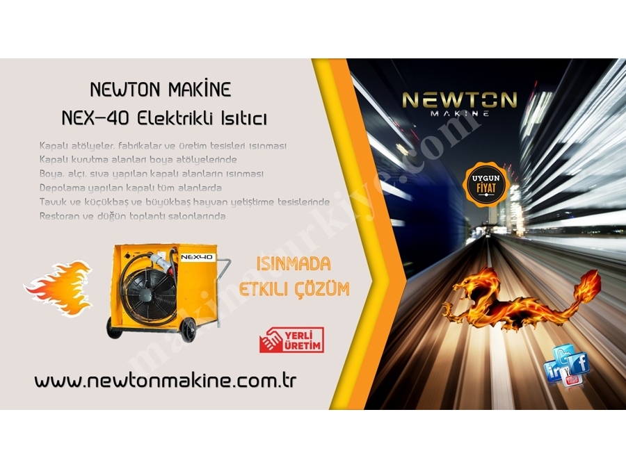 Elektrikli Isıtıcı 40 Kw (İnşaat Sera Fabrika Ortamı Isıtma Fanı) - Newton Makine Nex-40