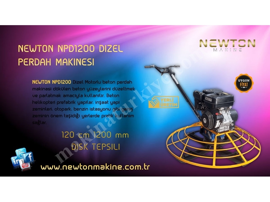 Dizel Beton Helikopter Perdah Makinası 1200 mm - Newton Npd1200 