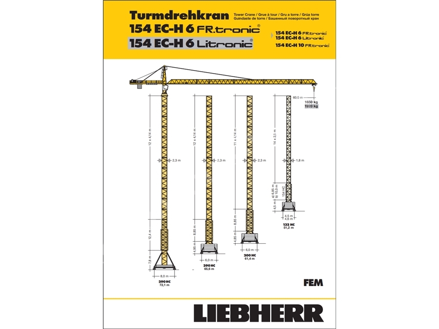 Üstten Dönen Kule Vinç - 6 Ton 60 Metre  154 Ec-H 6 Litronic 
