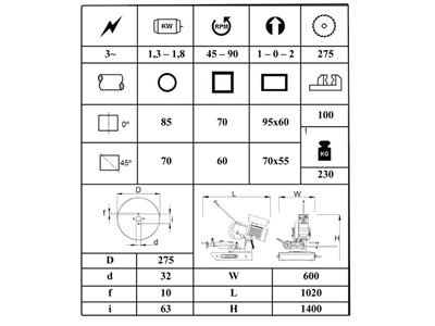 Profil Ve Boru Kesme Makinası D. Çapı 275 Mm - Taşmak D 275  - 1