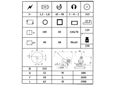 Profil Ve Boru Kesme Makinası D. Çapı 315 mm - Taşmak D 315  - 1