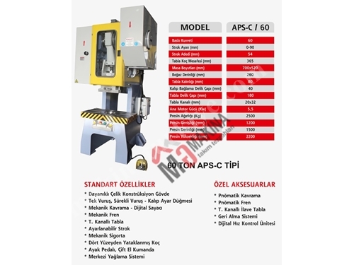 60 Ton C Tipi Eksantrik Pres