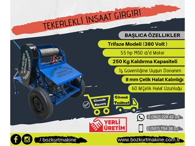 Yerden Kumandalı İnşaat Gırgırı (Tekerlekli Gırgır Trifaze Modeli)  - 0