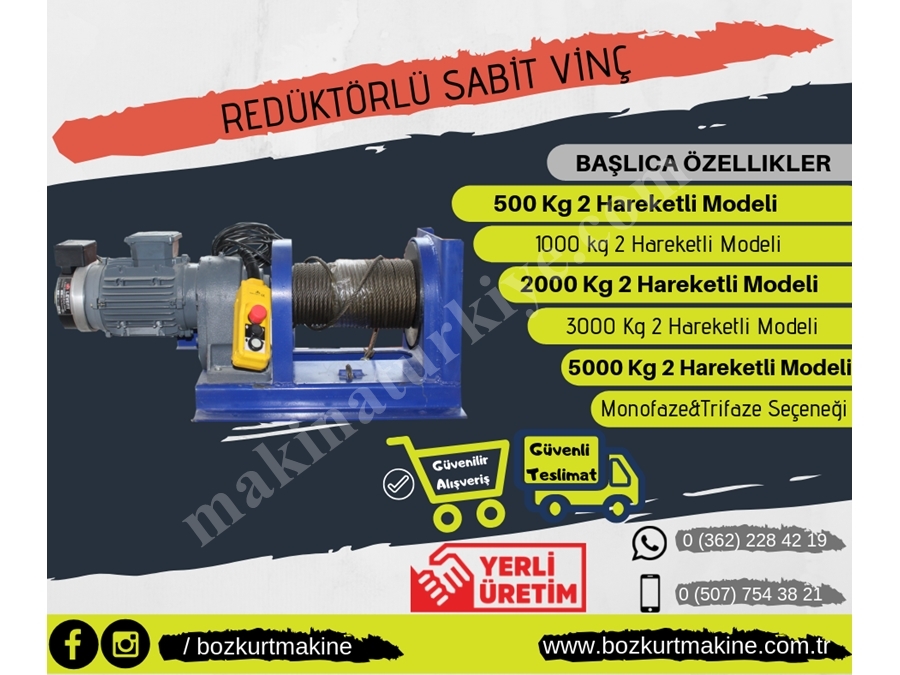 Redüktörlü Sabit Vinç 500Kg