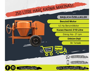 Betoniyer Harç Karma Makinası Benzinli 250 Litre  - 0