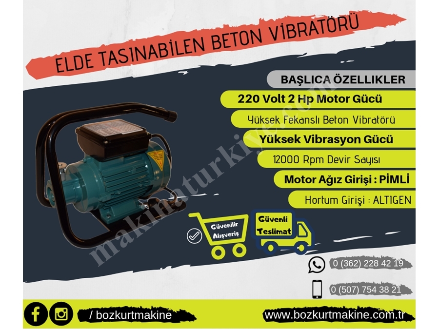 Elde Taşınabilir Beton Vibratörü Altıgen Ağızlı Bm-40 