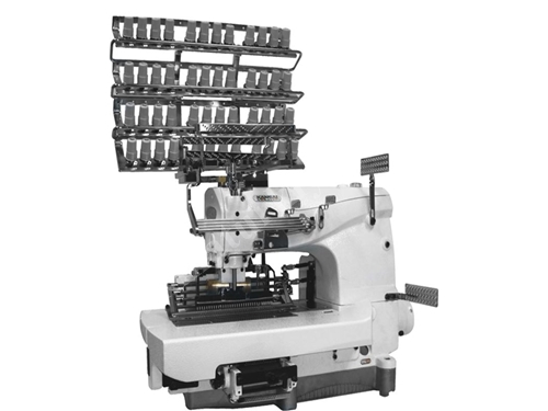Швейная машина для егоширования с 33 иглами NB 1433PQ SM (4.8 мм) с двойным цепным стежком для эластичных нитей и 4 джаккардовыми лентами